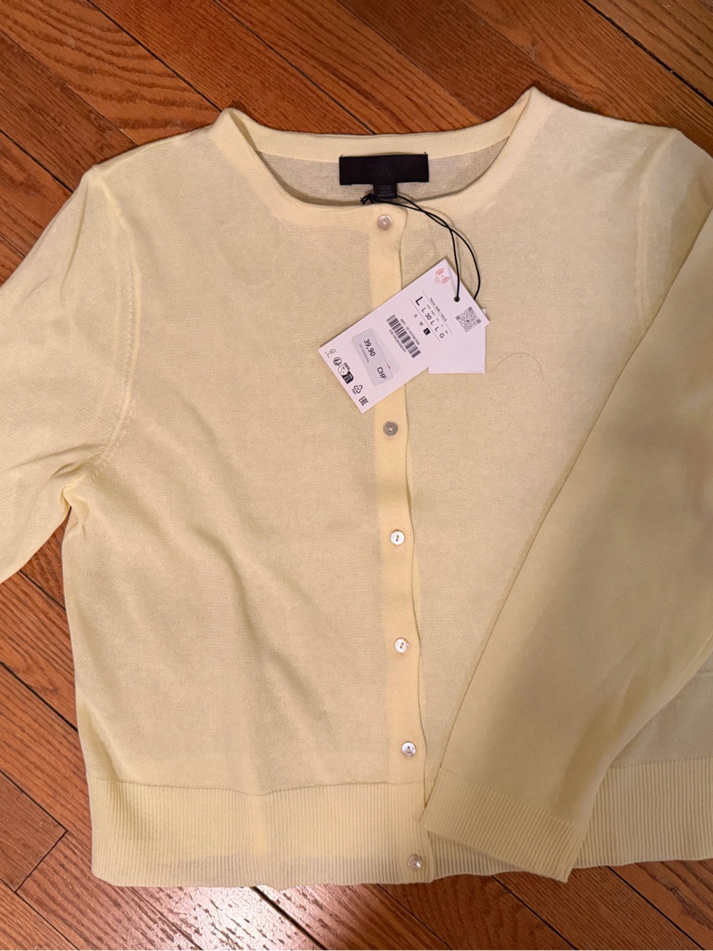 Zara Light Yellow Women's Button-Front Sweater Cardigan NWT